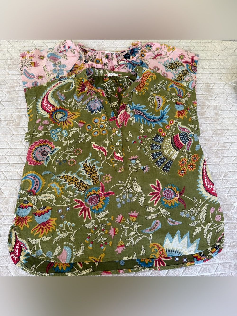 Dylan Floral Paisley Popover Tops Bundle Boho Boxy Cotton India sz Small